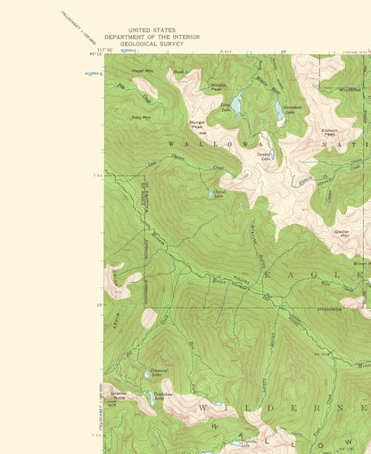 Topographical Map - Eagle Cap Oregon Quad - USGS 1961 - 23 x 28.17 - Vintage Wall Art