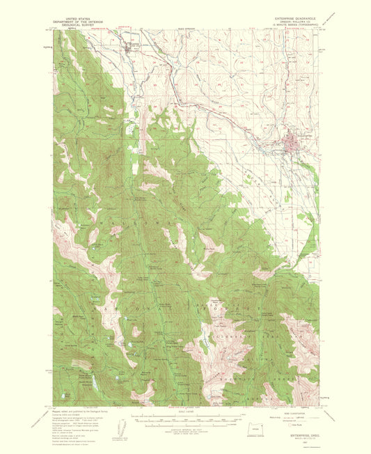 Topographical Map - Enterprise Oregon Quad - USGS 1963 - 23 x 28.13 - Vintage Wall Art