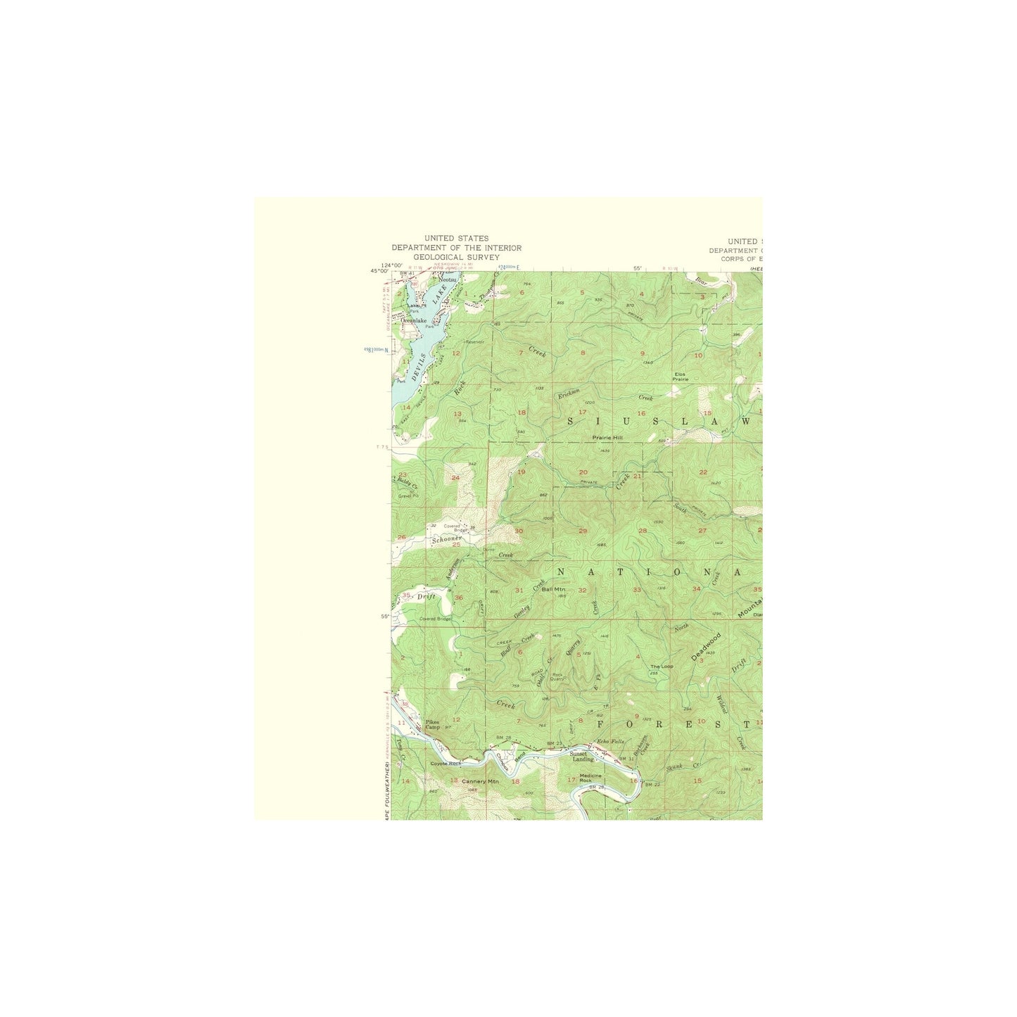 Topographical Map - Euchre Mountain Oregon Quad - USGS 1963 - 23 x 28.21 - Vintage Wall Art