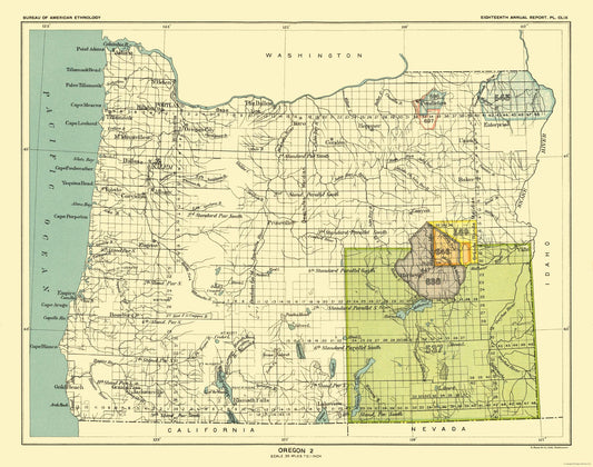 Historic State Map - Oregon Grande Ronde - Hoen 1896 - 29.18 x 23 - Vintage Wall Art