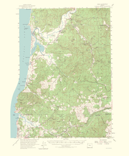 Topographical Map - Hebo Oregon Quad - USGS 1965 - 23 x 27.67 - Vintage Wall Art