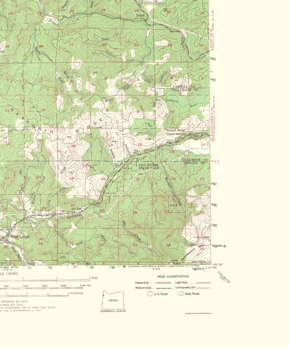 Topographical Map - Hebo Oregon Quad - USGS 1965 - 23 x 27.67 - Vintage Wall Art