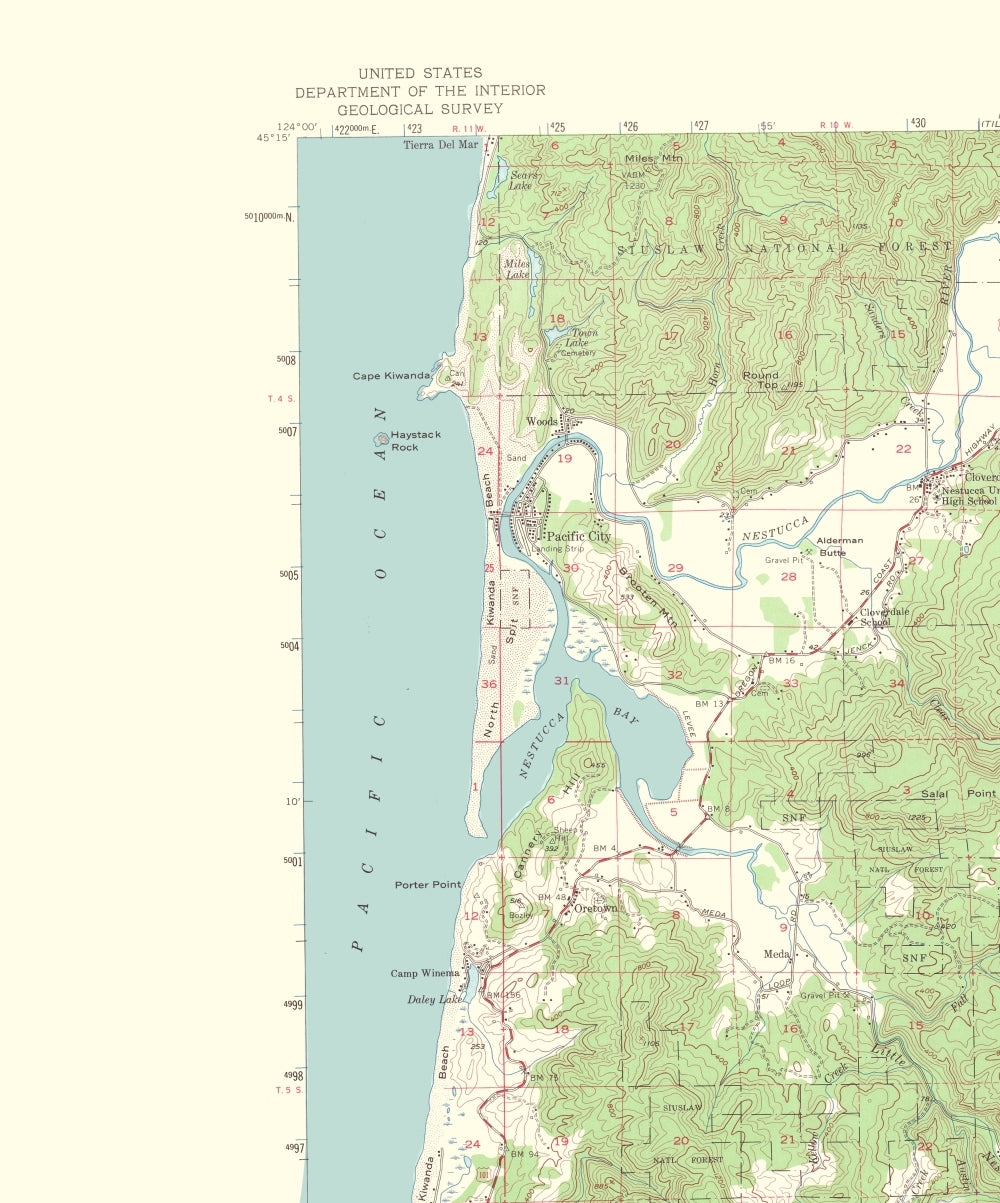 Topographical Map - Hebo Oregon Quad - USGS 1965 - 23 x 27.67 - Vintage Wall Art