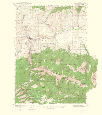 Topographical Map - John Day Oregon Quad - USGS 1967 - 23 x 25.98 - Vintage Wall Art