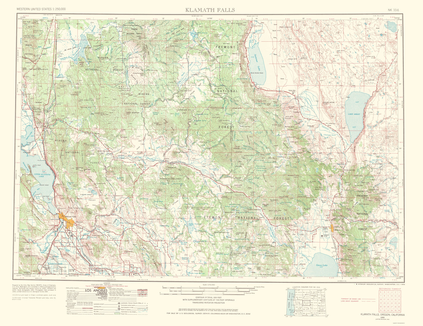 Topographical Map - Klamath Falls Oregon California Quad - USGS 1968 - 23 x 29.88 - Vintage Wall Art