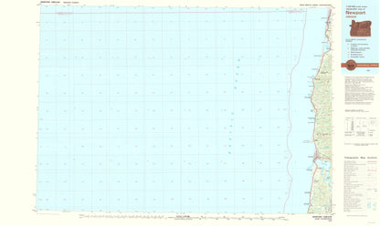 Topographical Map - Newport Oregon Quad - USGS 1981 - 23 x 38.58 - Vintage Wall Art