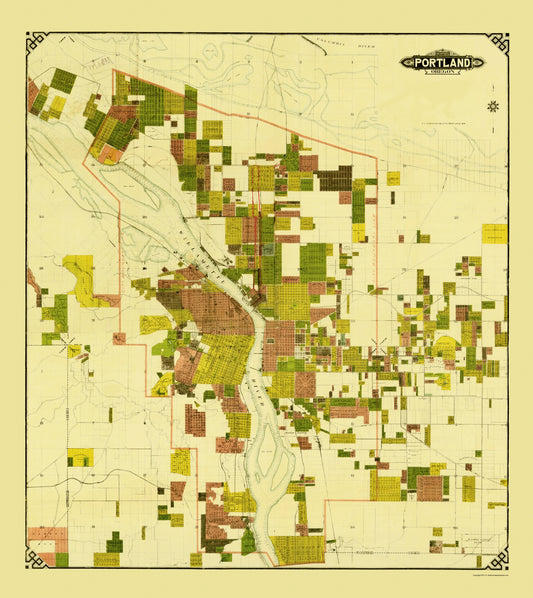 Historic City Map - Portland Oregon - Crocker 1901 - 23 x 25.80 - Vintage Wall Art