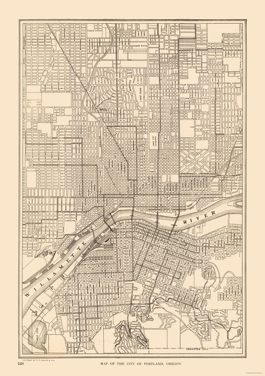 Historic City Map - Portland Oregon - Reynold 1921 - 23 x 32.67 - Vintage Wall Art