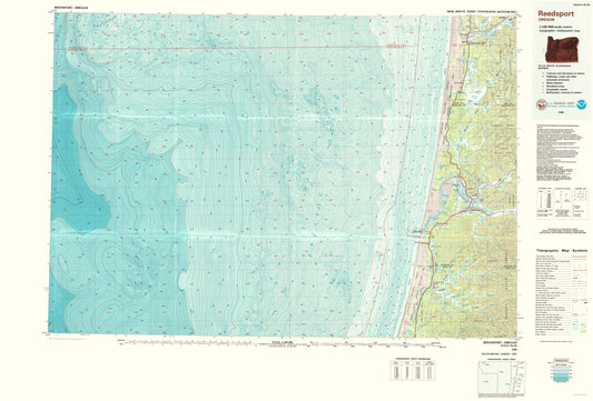 Topographical Map - Reedsport Oregon Quad - USGS 1980 - 23 x 33.96 - Vintage Wall Art