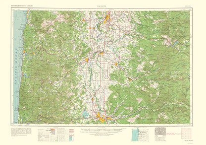 Topographical Map - Salem Oregon Quad - USGS 1963 - 23 x 32.76 - Vintage Wall Art