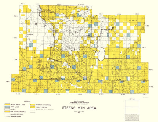 Topographical Map - Steens Mountain Southern Oregon - DOI 1970 - 23 x 29.77 - Vintage Wall Art