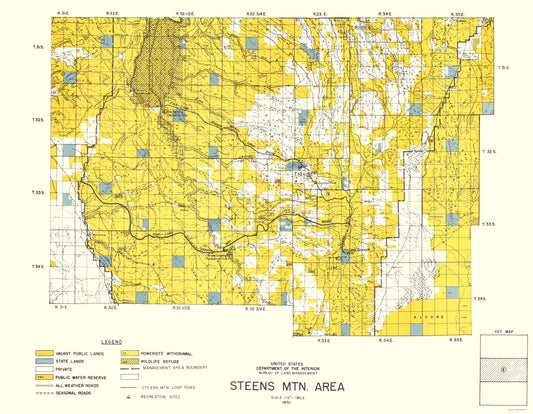 Topographical Map - Steens Mountain Central Oregon - DOI 1970 - 23 x 29.60 - Vintage Wall Art