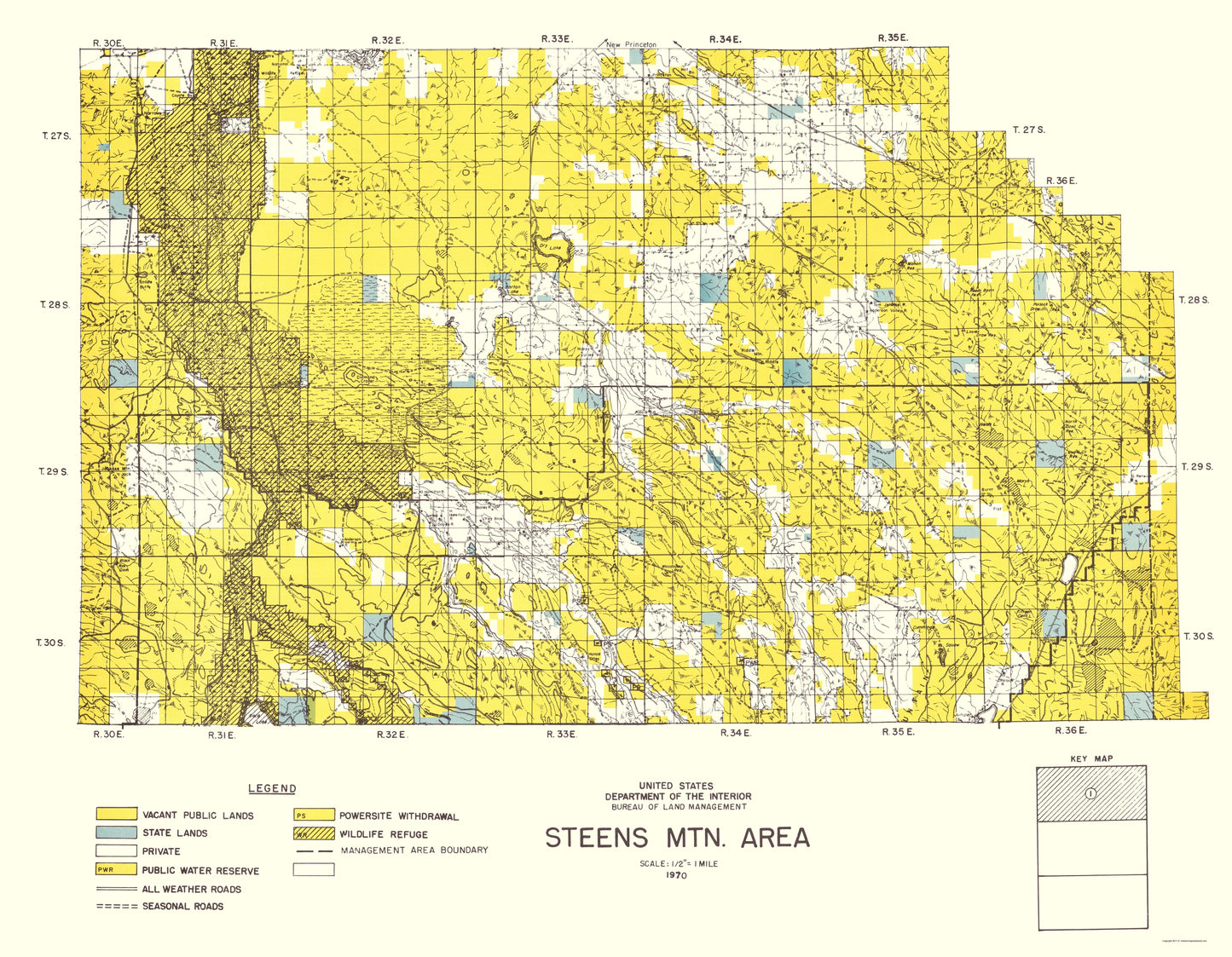 Topographical Map - Steens Mountain North Oregon - DOI 1970 - 23 x 29.61 - Vintage Wall Art