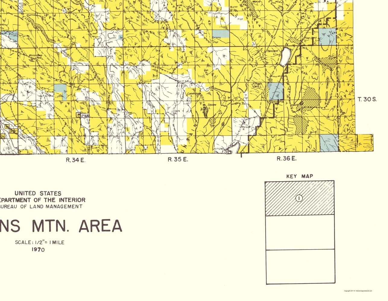 Topographical Map - Steens Mountain North Oregon - DOI 1970 - 23 x 29.61 - Vintage Wall Art