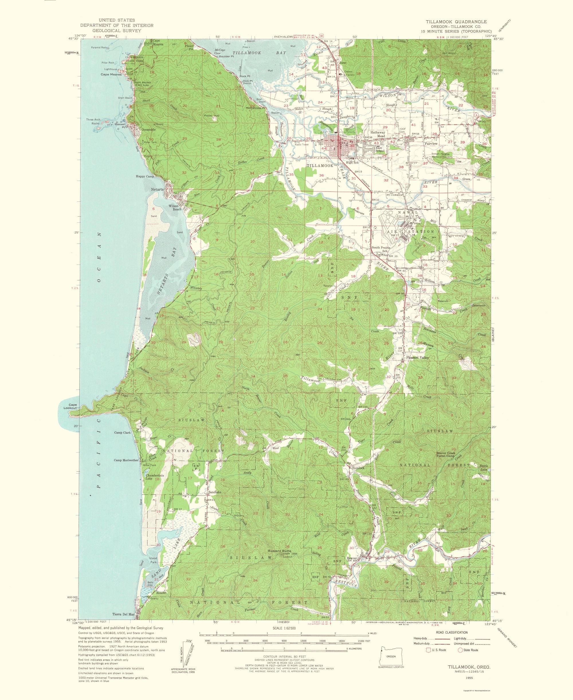 Topographical Map - Tillamook Oregon Quad - USGS 1963 - 23 x 28.13 - V ...