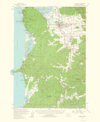 Topographical Map - Tillamook Oregon Quad - USGS 1963 - 23 x 28.13 - Vintage Wall Art