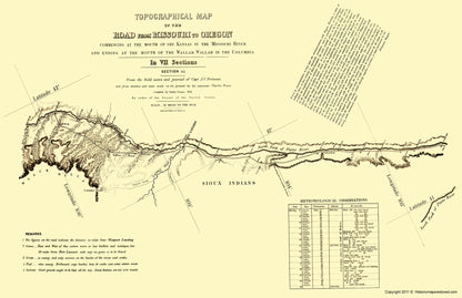 Topographical Map - Oregon Trail Wyoming 3 of 7 - Fremont 1846 - 23 x 35.55 - Vintage Wall Art