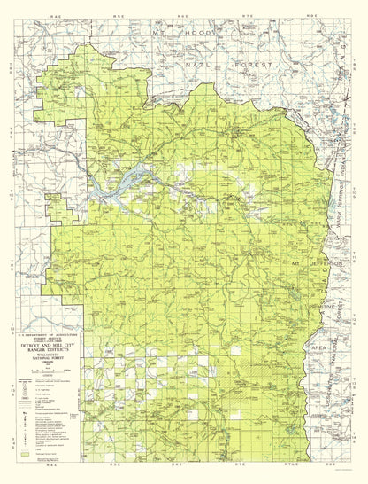 Topographical Map - Willamette National Forest Oregon - USDA 1964 - 23 x 30.21 - Vintage Wall Art