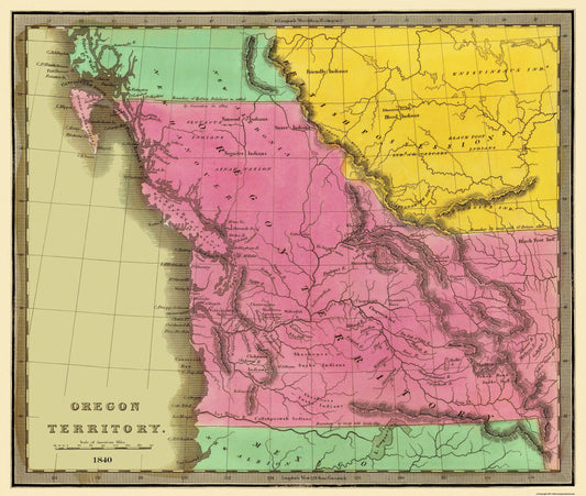 Historic State Map - Oregon Territory - Greenleaf 1840 - 27.19 x 23 - Vintage Wall Art