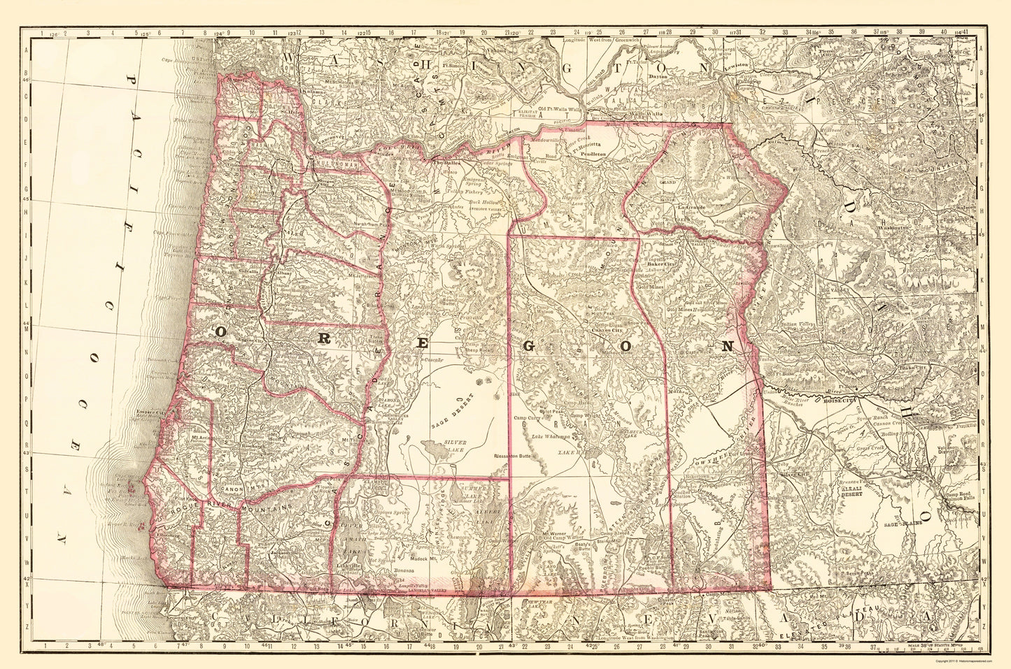 Historic State Map - Oregon - 1879 - 23 x 34.74 - Vintage Wall Art