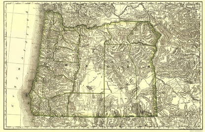 Historic State Map - Oregon - Rand McNally 1876 - 23 x 35.71 - Vintage Wall Art