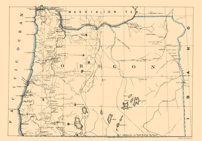 Historic State Map - Oregon - Holdredge 1866 - 23 x 32.91 - Vintage Wall Art