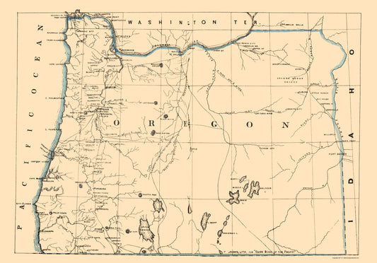 Historic State Map - Oregon - Holdredge 1866 - 23 x 32.91 - Vintage Wall Art