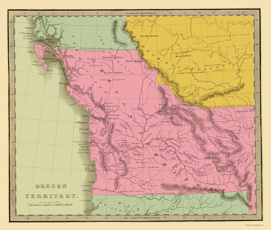 Historic State Map - Oregon Territory - Battleboro 1840 - 23 x 27.04 - Vintage Wall Art