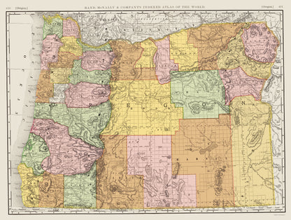 Historic State Map - Oregon - Rand McNally 1898 - 23 x 30.33 - Vintage Wall Art