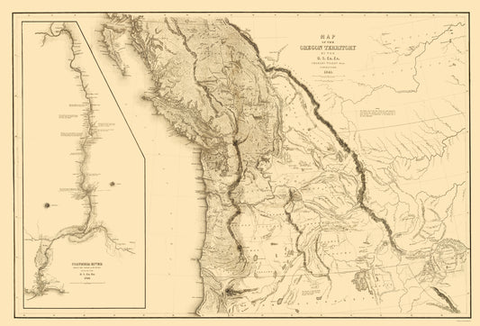 Historic State Map - Oregon Territory - US Exploring Expedition 1841 - 23 x 33.84 - Vintage Wall Art