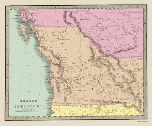 Historic State Map - Oregon Territory - Illman 1833 - 23 x 27.64 - Vintage Wall Art