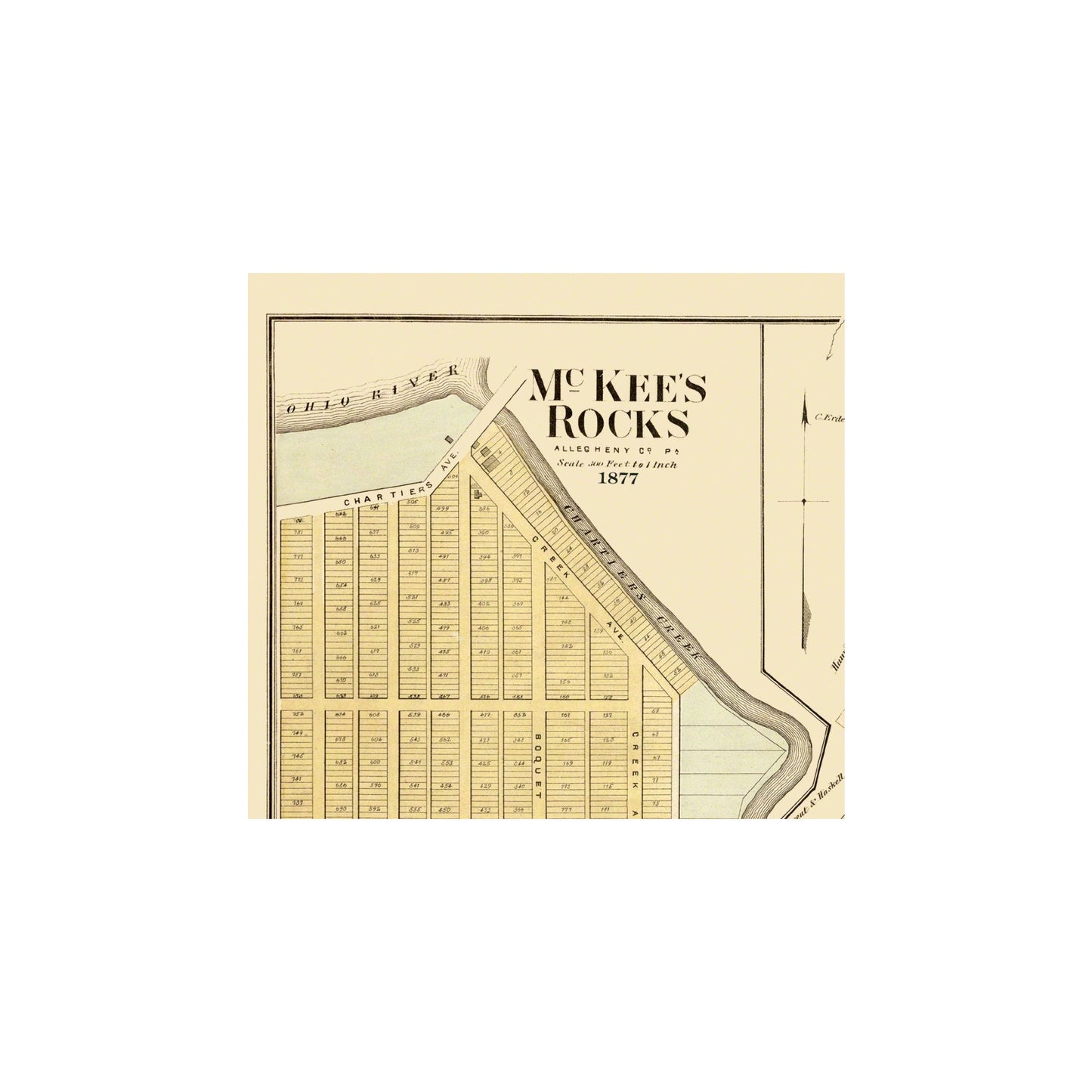 Historic City Map - Bellevue McKees Rock Pennsylvania - Hayes 1877 - 2 ...