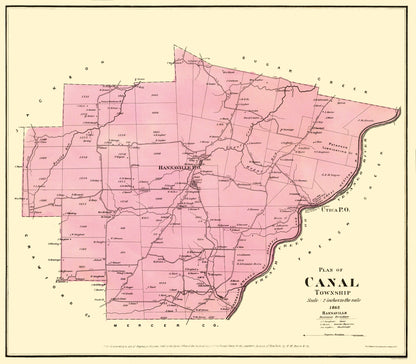 Historic City Map - Canal Pennsylvania - Mayer 1865 - 26.31 x 23 - Vintage Wall Art