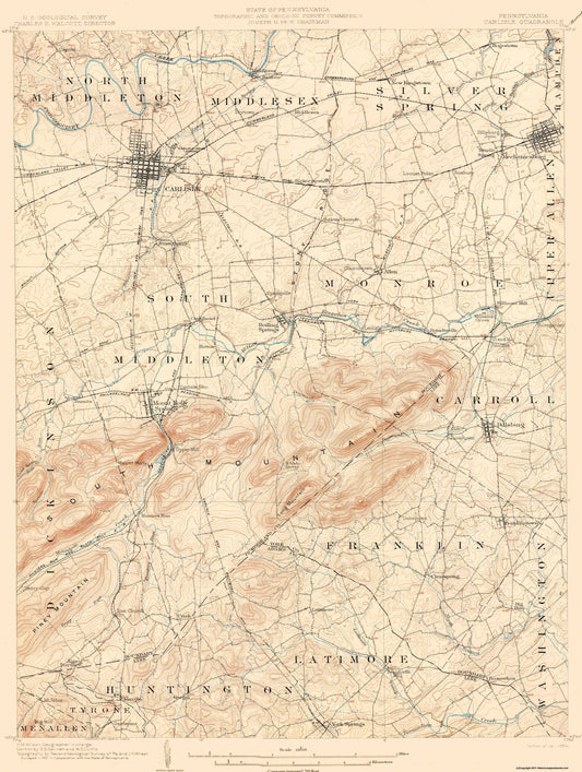 Topographical Map - Carlisle Pennsylvania Quad - USGS 1904 - 23 x 30.51 - Vintage Wall Art