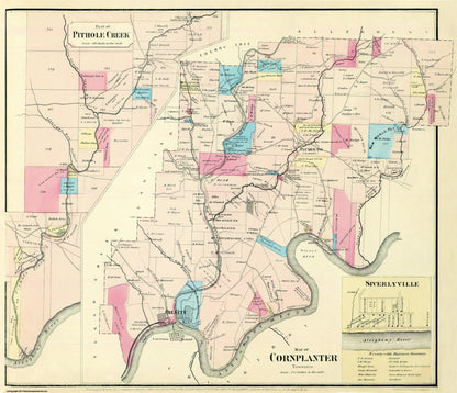 Historic City Map - Cornplanter Pennsylvania - Mayer 1865 - 26.69 x 23 - Vintage Wall Art