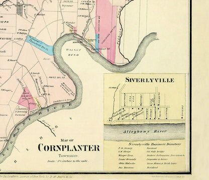 Historic City Map - Cornplanter Pennsylvania - Mayer 1865 - 26.69 x 23 - Vintage Wall Art