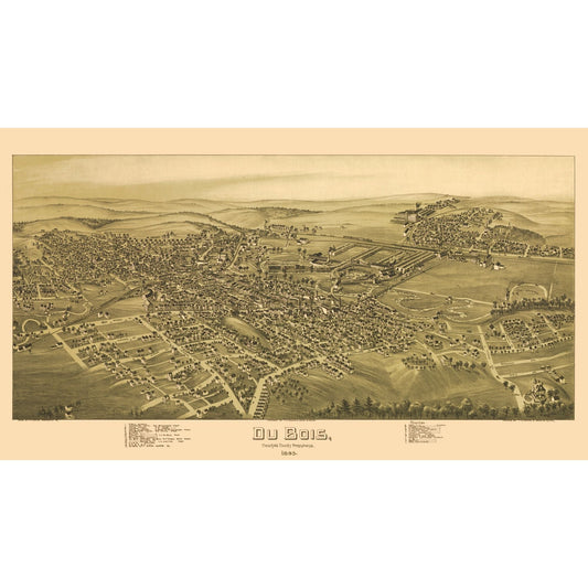 Historic Panoramic View - Dubios Pennsylvania - Moyer 1895 - 40.73 x 23 - Vintage Wall Art