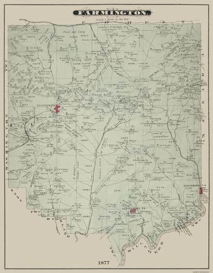 Historic City Map - Farmington Pennsylvania - Caldwell 1877 - 23 x 29.5 - Vintage Wall Art