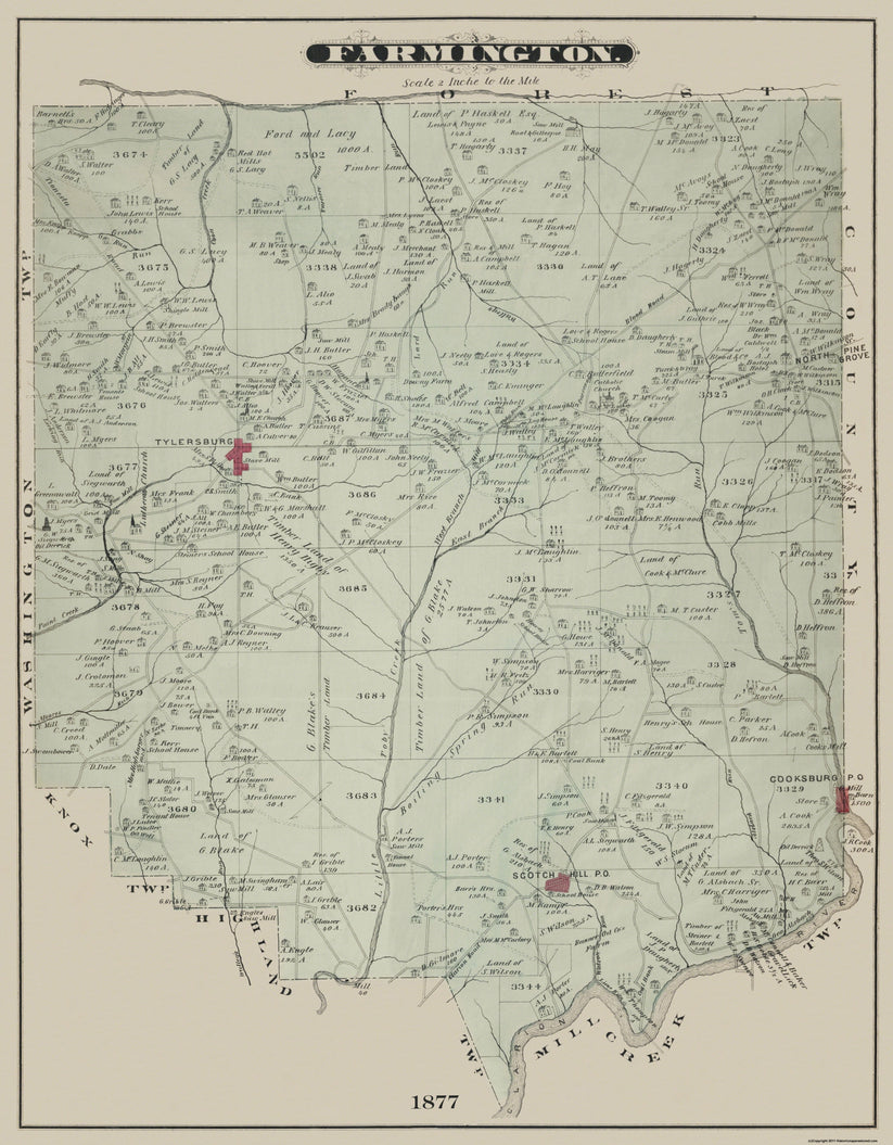Historic City Map - Farmington Pennsylvania - Caldwell 1877 - Vintage ...