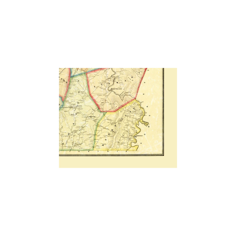 Historic County Map - Fayette County Pennsylvania - Barnes 1865 - Vint ...