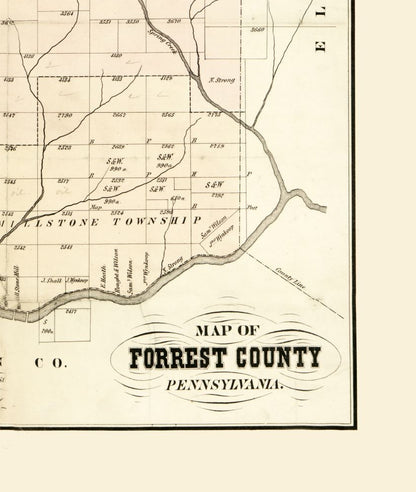 Historic County Map - Forest County Pennsylvania - Barnes 1858 - 23 x 27.17 - Vintage Wall Art