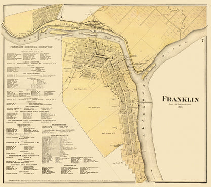 Historic City Map - Franklin Pennsylvania - Mayer 1865 - 26 x 23 - Vintage Wall Art