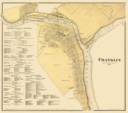 Historic City Map - Franklin Pennsylvania - Mayer 1865 - 26 x 23 - Vintage Wall Art