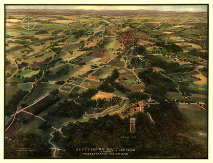 Historic Panoramic View - Gettysburg Region Pennsylvania - 1913 - 30.01 x 23 - Vintage Wall Art