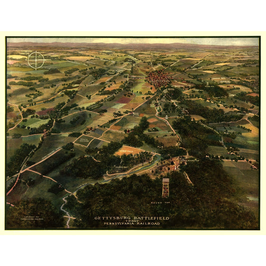 Historic Panoramic View - Gettysburg Region Pennsylvania - 1913 - 30.01 x 23 - Vintage Wall Art