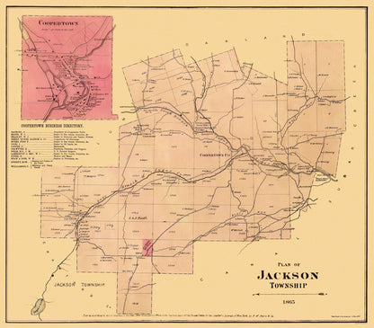 Historic City Map - Jackson Pennsylvania - Beers 1865 - 26.19 x 23 - Vintage Wall Art