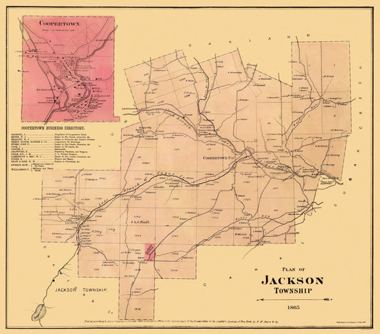 Historic City Map - Jackson Pennsylvania - Beers 1865 - 26.19 x 23 - Vintage Wall Art