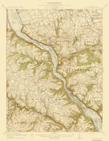 Topographical Map - Mccalls Ferry Pennsylvania Quad - USGS 1912 - 23 x 29.87 - Vintage Wall Art