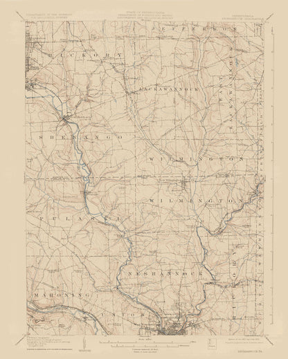 Topographical Map - Neshannock Pennsylvania Quad - USGS 1907 - 23 x 28.72 - Vintage Wall Art