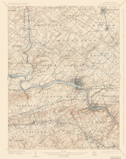 Topographical Map - Norristown Pennsylvania Quad - USGS 1895 - 23 x 29.19 - Vintage Wall Art